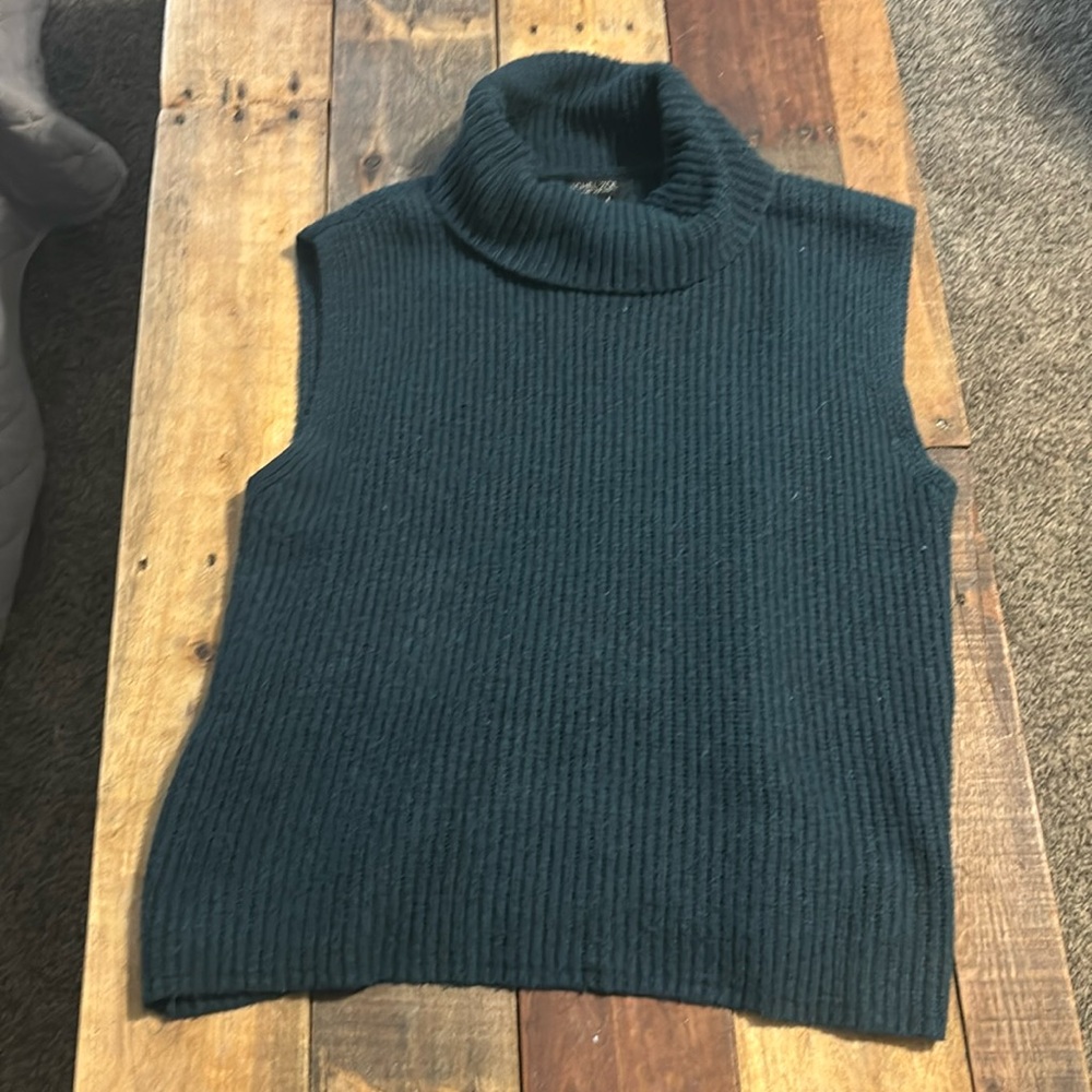Teal turtleneck sweater vest
